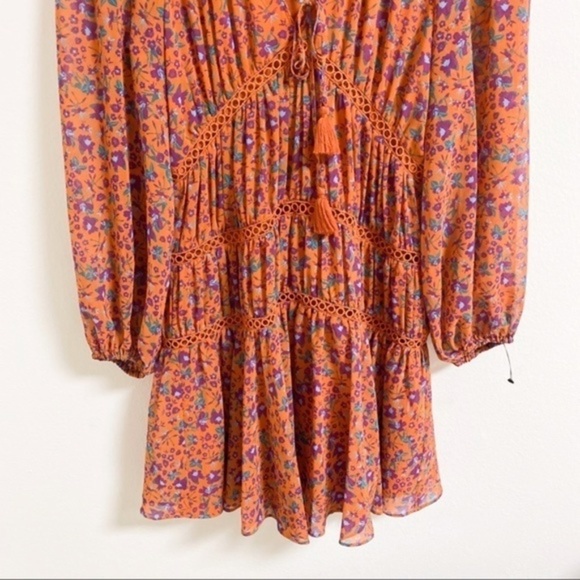 REBECCA MINKOFF Caden Printed Long-sleeve Dress In Rust Multi - Picture 6 of 11